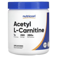 Nutricost, Ацетил L-карнитин, без добавок, 250 г (8,8 унции)